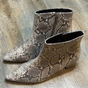 Corso Como Freen Snake Print Leather Pointed Women Ankle Boots, Size 6.5M
